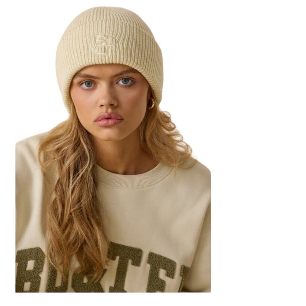 Bo + Tee Knit Beanie in Bone Cream/Tan One Size New with tags